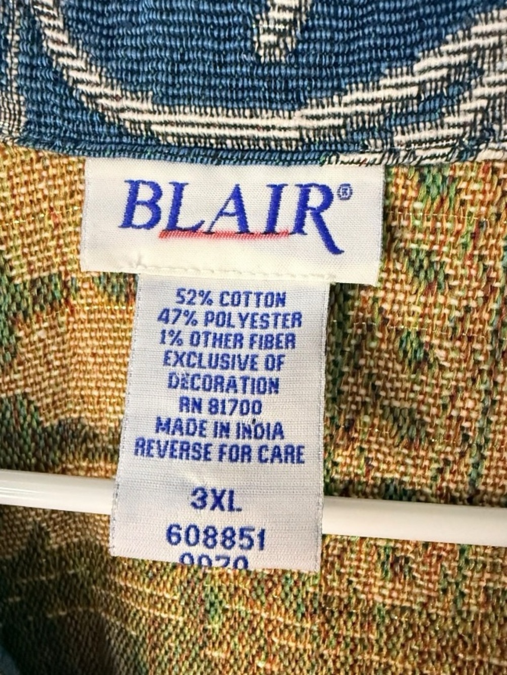 Blair Tapestry Jacket Coat 3XL Blue Metallic Artsy Button Front Oversized Boho - Picture 8 of 8